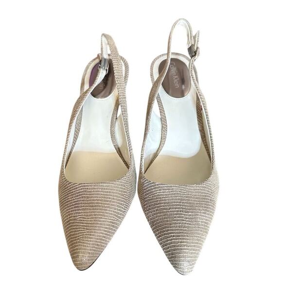 Calvin Klein Women's Brown Reptile Slingback Stiletto Heels Size 9M - Picture 1 of 9
